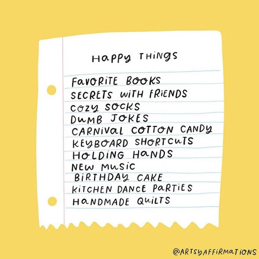 picture of a list of happy things to do 